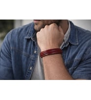 Bordo Hakiki Deri Erkek Bileklik – Çok Katlı Minimal Tasarım, Mıknatıslı Toka-139