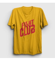 Presmono Unisex Sarı Logo Film Dövüş Kulübü Fight Club T-Shirt 244181tt (Sarı)