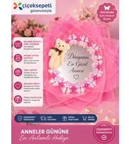 Anneler Günü Özel Işıklı Aynalı Kelebek Buketi Ayıcıklı – Dünyanın En Güzel Annesine Hediye