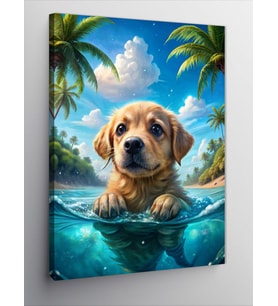 Kanvas Tablo Yüzen Köpek