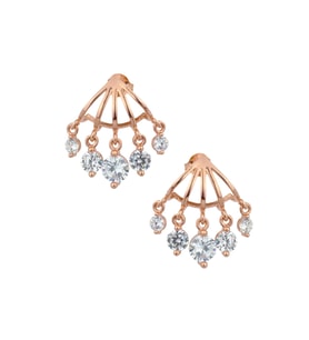 5 Taşlı Sallantı Küpe - Rose