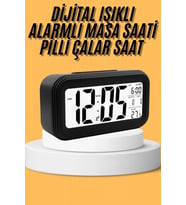 Dijital Masa Saati Takvim Çalar Saat Alarmlı Işıklı Led Ekran Pilli