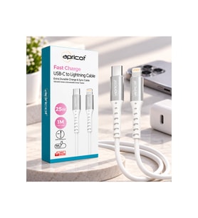 APC-A150L Type-C to Lightning 25W Hızlı Şarj ve Data Kablosu 1 Metre Beyaz