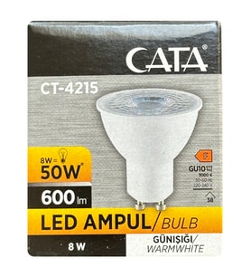 (1 Adet) Cata 8W (50W) 3000K (Sarı Işık) GU10 Duylu Led Spot Ampul
