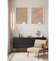 Modern Geometrik Sanat 2'li Ahşap Çerçeveli Tablo Seti