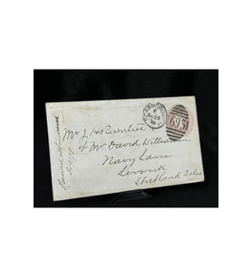 İngiltere Klasik Dönem 1878 Victoria Dönemi Pink Penny kendinden Pullu Antiye Zarf postadan geçmiş