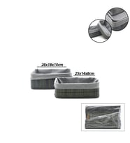 Gri 2 Boy D.dörtgen Bambu Kenar Organizer Sepet Ahşap Altlık - Bezli 25X14-28X18CM