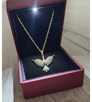 🔥Işıklı Premium Kutusunda Turkuaz Taşlı Anka Kuşu Kolye – Gücün ve Yeniden Doğuşun Sembolü 🔥 (Gold)