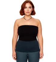 Kadın Bodycone Siluetli Straplez Yaka Polyester Karışımlı Bluz Günlük Casual Kullanım İçin