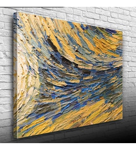 Sarı ve Mavi Tonlarda Soyut Yağlıboya Kanvas Tablo 50 x 70