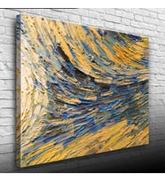 Sarı ve Mavi Tonlarda Soyut Yağlıboya Kanvas Tablo 50 x 70