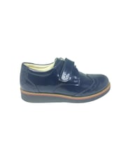 OrtopedikAL (SAÇLI) Kız Erkek Unisex Filet Lacivert Rugan Cırtlı Oxford Termo Tabanlı Ayakkabı