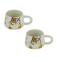 Kupa Bardak Seramik Kedi Desenli 2'li Set 200 Ml