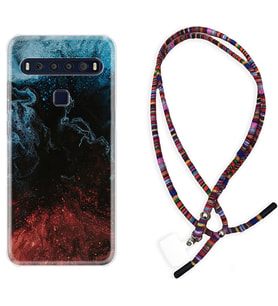 TCL 10L 10 Plus 10SE 20E 20SE 30 L7 Kılıf Boyun Asklı Rasta Silikon Red Blue Black Abstact 1386
