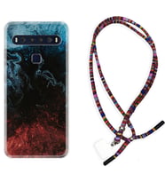 TCL 10L 10 Plus 10SE 20E 20SE 30 L7 Kılıf Boyun Asklı Rasta Silikon Red Blue Black Abstact 1386