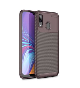 Samsung Galaxy A40 Kılıf Esnek Soft Karbon Tasarım Legion Serisi (Kahverengi)