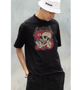 Metallica Rock Müzik Grubu Baskılı Unisex Oversize Tişört
