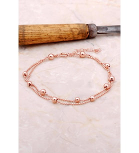 Dorika İki Sıralı Rose 925 Ayar Gümüş Bileklik 3384