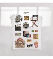 Sinema Temalı Sticker Seti (1 adet A6)  Ajanda, Defter, Planlayıcı, Journal Çıkartma (Çok Renkli)