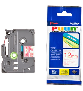 PUUN®Brother P-Touch TZE-232 12MM x 8m Beyaz Üzerine Kırmızı Muadil Laminasyon Etiket Şeridi