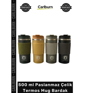 #Mug Sızdırmaz Kapak Silikon Kılıf Isı Korumalı Kupa 500 ml Paslanmaz Çelik Termos Mug Bardak
