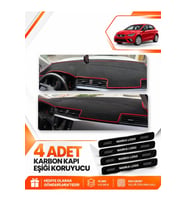 SEAT IBIZA (2017-2021) Uyumlu Ön Torpido Koruma Kılıfı Halısı - Siyah Kırmızı