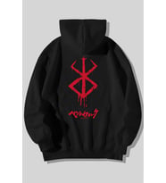 Berserk Logo Ön - Arka Baskılı Kapşonlu Sweatshirt (Siyah)