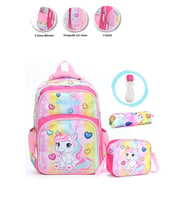 Soft Unicorn Okul Çantası + Beslenme + Kalemlik + Suluk Kız Sırt Çantası Atcık Çanta (Çok Renkli)