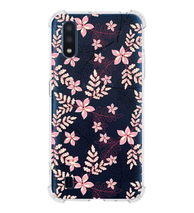 Samsung Galaxy A01 Uyumlu Köşe Korumalı Antişok Kapak Floral Kırmızı Tasarımlı Şeffaf  Kılıf