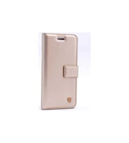 General Mobile 8 Uyumlu Kılıf Zore New Delüxe Kapaklı Standlı Kılıf (Gold)
