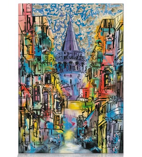 Star Puzzle 1000 Parça Galata Kulesi Puzzle(Altın Varaklı)