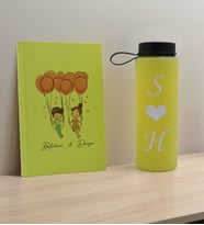 BK Gift Sevgiliye Özel İsimli Sarı Defter ve Cam Matara Hediye Seti-2, Sevgiliye Hediye, Sevgililer Günü, Yeni İş Hediyesi