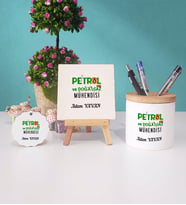 Petrol ve Doğalgaz Mühendisi Kalemlik Dekoratif Taş Baskı Anahtarlık