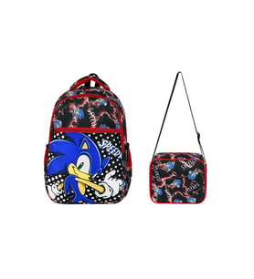 İlkokul Çantası Sonic 2'li Set 40*30 Cm Beslenme Çantası Ortopedik Sırt Çantası Erkek Çocuk