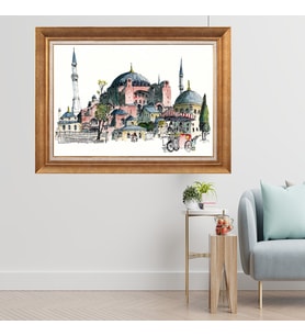 Altın Varaklı Çerçeveli Paspartulu  Tablo dtrt586 (Gold)