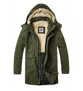 Regular Fit Çıkarılabilir Kapüşonlu su geçirmez oxford kumaş Uzun Parka Kaban