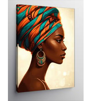 Kanvas Tablo Başörtülü Afrikalı Kadın