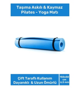 Taşıma Askılı Konfor Modeli Çift Taraflı Kaymaz Yoga Meditasyon Minderi Mavi Mat