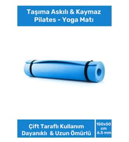 Taşıma Askılı Konfor Modeli Çift Taraflı Kaymaz Yoga Meditasyon Minderi Mavi Mat