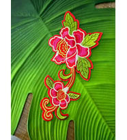25X12 CM ÜTÜ İLE YAPIUŞAN ÇİÇEK PEMBE ÇİÇEK APLİKE DİKİŞ AKSESUARI