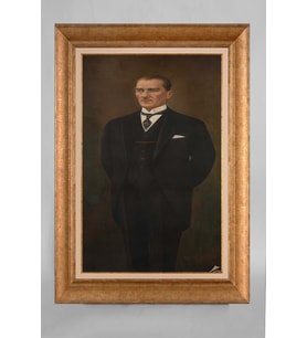 Çerçeveli Paspartulu Atatürk Tablo a600 (Gold)
