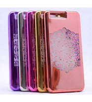 Lexroo Huawei P10 Kılıf Lazer Çiçekli Sıvılı Silikon - Gold
