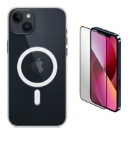 Vendas iPhone 14 Plus Uyumlu (14 Plus) Magsafe Şarj Destekli Darbe Dirençli Fit Hard Silikon Kılıf + Cam Ekran Koruyucu (Renksiz)