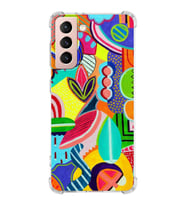 PrintiFy Samsung Galaxy S21 FE Uyumlu Retro Color 6 Baskılı Şeffaf Köşe Korumalı Antişok Kılıf