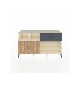Kronos Konsol 6 Raflı Tek Çekmeceli 2 Kapaklı 176x59x99 Aytaşı-Çam/Antrasit