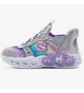 Skechers Infinite Heart Lights Eternal Shimmer Kids Sneaker Cırt Cırtlı Işıklı Çocuk Ayakkabısı Gri Pembe