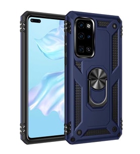 Huawei P40 Kılıf Metal For Car Yüzüklü Standlı Military Ring Serisi (Lacivert)