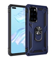 Huawei P40 Kılıf Metal For Car Yüzüklü Standlı Military Ring Serisi (Lacivert)