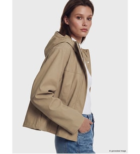 LCW Modest Haki Kapüşonlu Oversize Kadın Yağmurluk