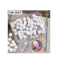 Nail Art Ombre Süngeri 200 Adet Beyaz Sünger + 1 Adet Metal Tutucu Set